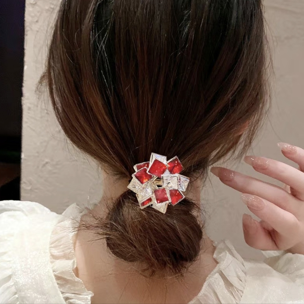 Red and Silver Geometric Hair Band